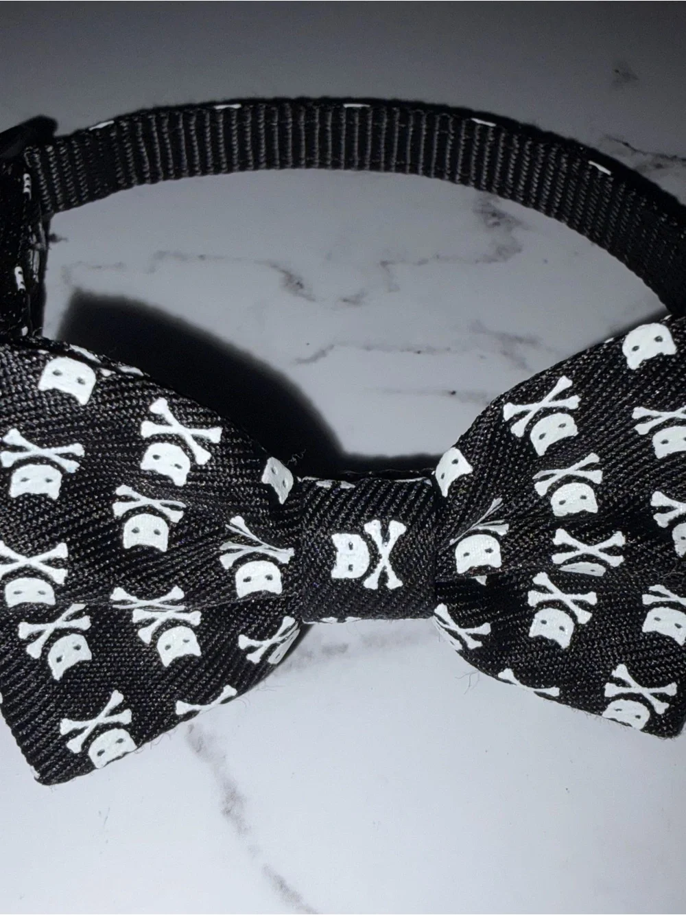 Black Skull Bow Tie Cat or Smsll Dog Collar - Goth, Punk, Grunge, Alternative
